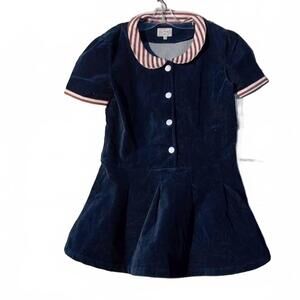 NEW LA MINIATURA kids velvet dress in indigo